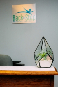 Back in Step physical therapy entry desk and sign office photography